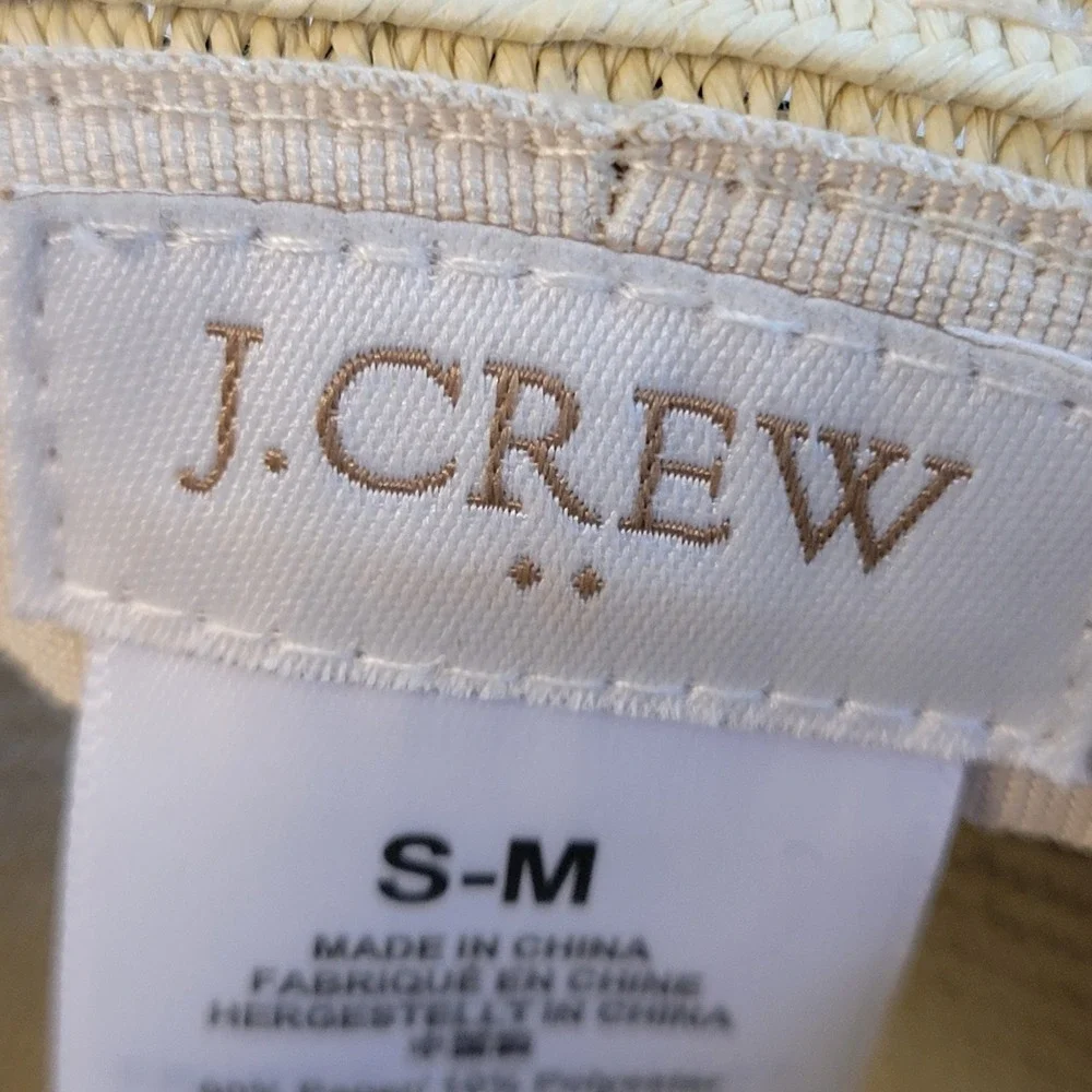 J. Crew Womens Packable Panama Straw Hat Size S/M Blond W/ Black Band Summer